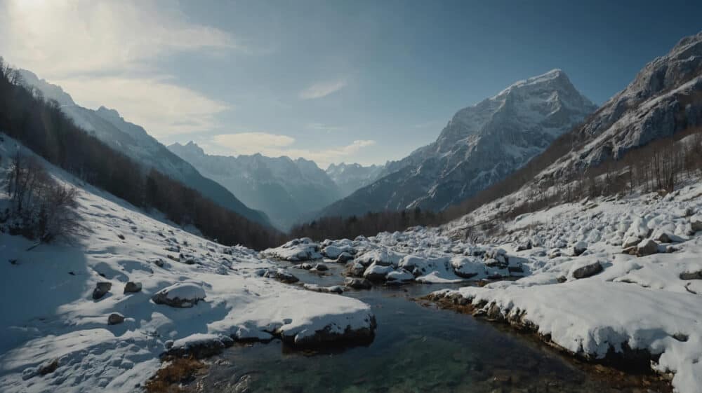 Iznad prevoja Vršič zimi